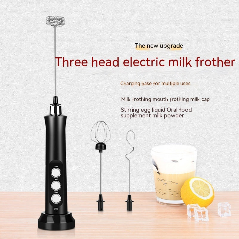Premium Handheld 3-Head Milk Frother – Perfect for Coffee, Latte & Cappuccino