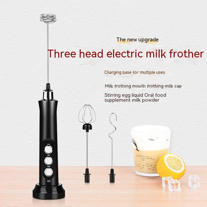 Premium Handheld 3-Head Milk Frother – Perfect for Coffee, Latte & Cappuccino