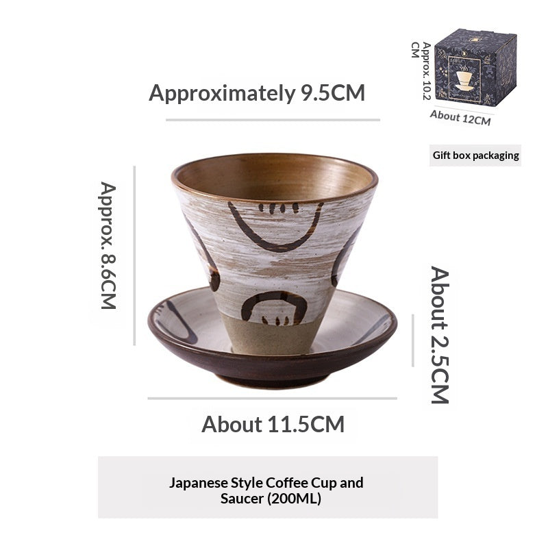 Japanese Ceramic Coffee Cup & Saucer – Unique Niche Mug Set, Perfect Gift