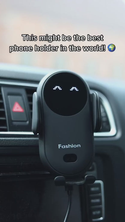 10W Wireless Car Charger with Infrared Auto-Clamp & Magnetic Phone Holder