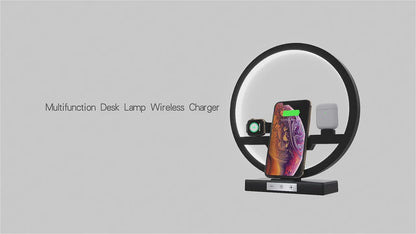 4-in-1 Fast Wireless Charging Bedside Lamp – Modern LED Night Light & Phone Stand