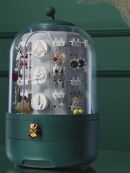 Virelia 360° Rotating Jewelry Organizer – Elegant Storage for Earrings & Necklaces