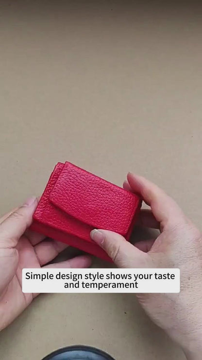Luxury Japanese Minimalist Leather Mini Wallet for Women – Elegant & Compact