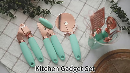 ⭐ CopperPro 7-Piece Rose Gold Stainless Steel Kitchen Tool Set with Holder – Stylish, Durable & Effortless Cooking