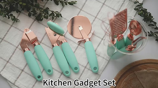 ⭐ CopperPro 7-Piece Rose Gold Stainless Steel Kitchen Tool Set with Holder – Stylish, Durable & Effortless Cooking