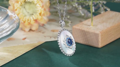 Elegant Sapphire & Diamond Pendant Necklace – 925 Sterling Silver, Party & Wedding Jewelry for Women