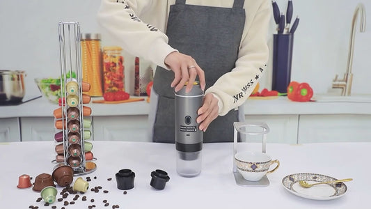 Electric 3-in-1 Portable Coffee Grinder & Espresso Maker – Travel & Home Use