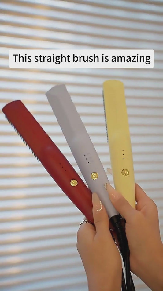 Cordless 2-in-1 Hair Straightener & Curler Comb – Portable Fast Heat Styling Tool