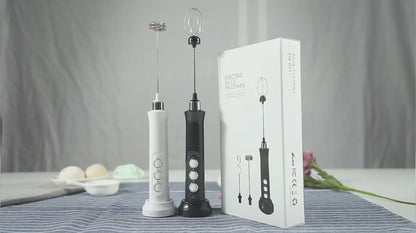 Rechargeable Electric Milk Frother – 3-Speed Stainless Steel Mixer with Stand